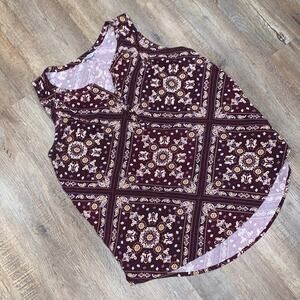 Sonoma Goods for Life Purple Paisley Pattern Sleeveless V Neck Tunic Blouse M